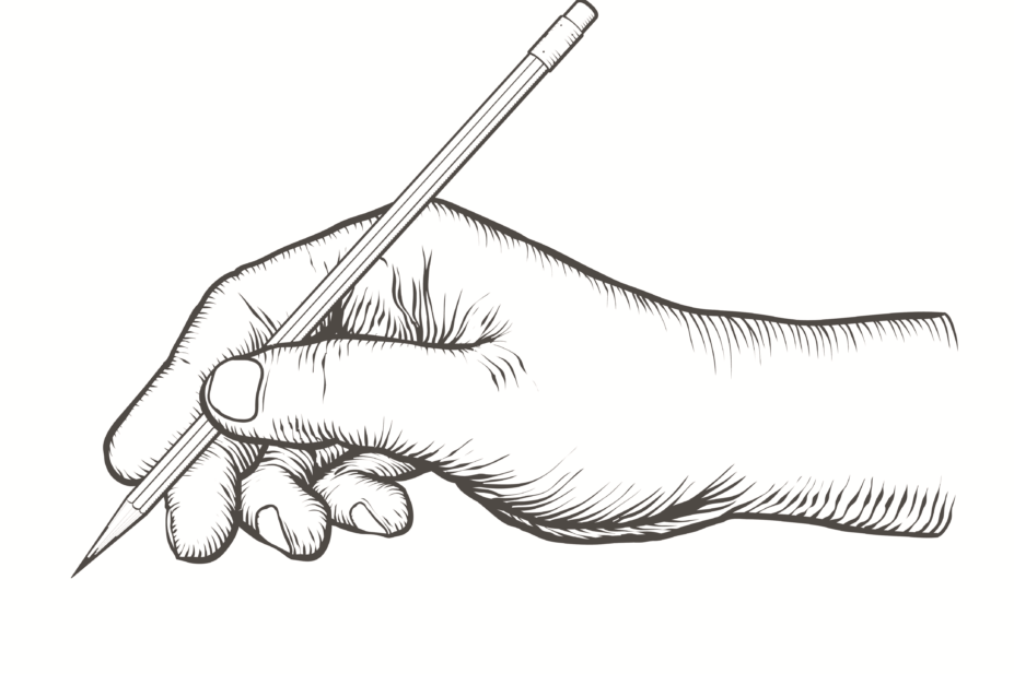 hand drawn hand  holding a pen