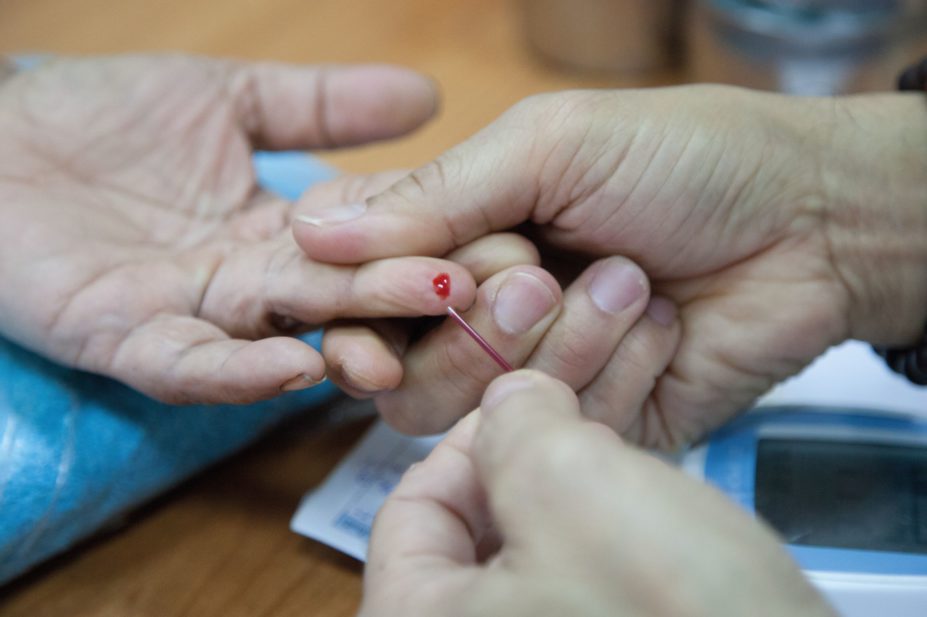 HIV blood test being carried out