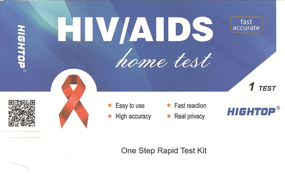 Packaging of illegal HIV home test seized by the MHRA
