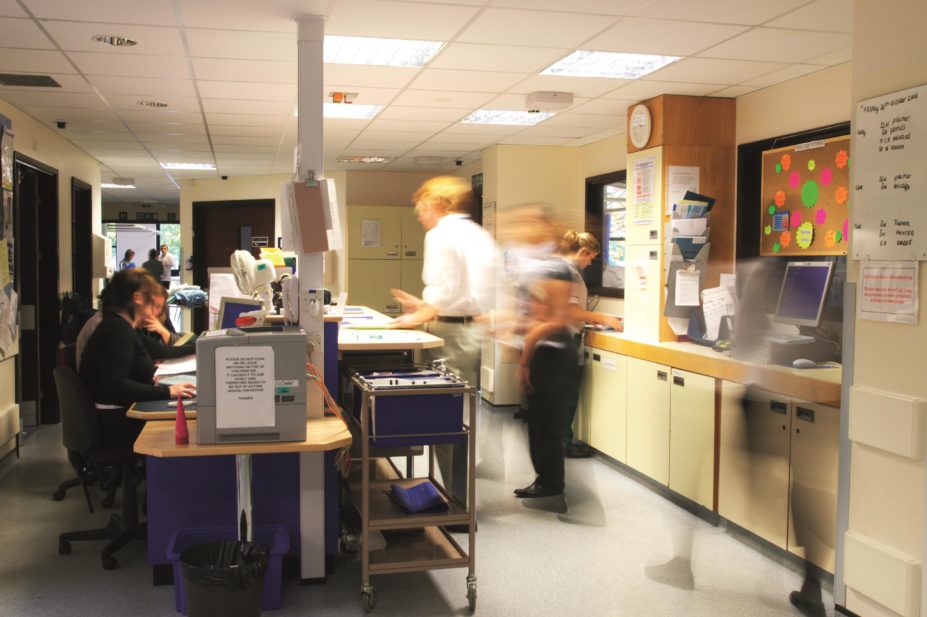 Newly qualified pharmacists are being drafted into inpatient wards at a hospital in the east of England, after it struggled to recruit enough nurses. In the image, a busy hospital ward