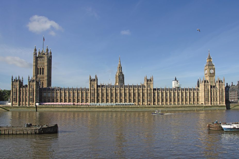 Panoramic view of the Houses of Parliament in London