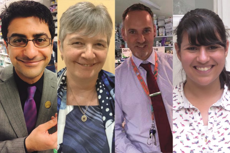 Southern England and Channel Islands 'I love my pharmacist' regional finalists. From left: Francisco Alvarex, Margaret Hook, Paul Scott-Harris and Leela Terry