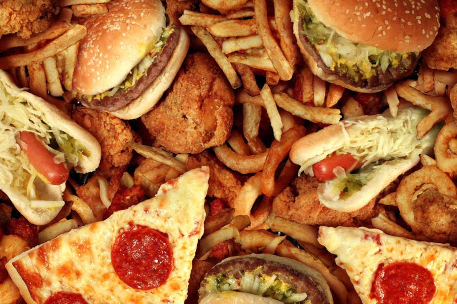 Junk food, pizza and fries