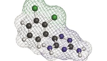 Illustration of the molecular structure of lamotrigine
