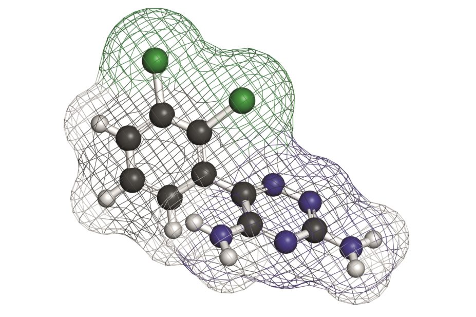 Illustration of the molecular structure of lamotrigine