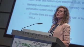 Lenka Taylor, head of clinical trials at university hospital, Heidelberg during the EAHP conference in Vienna