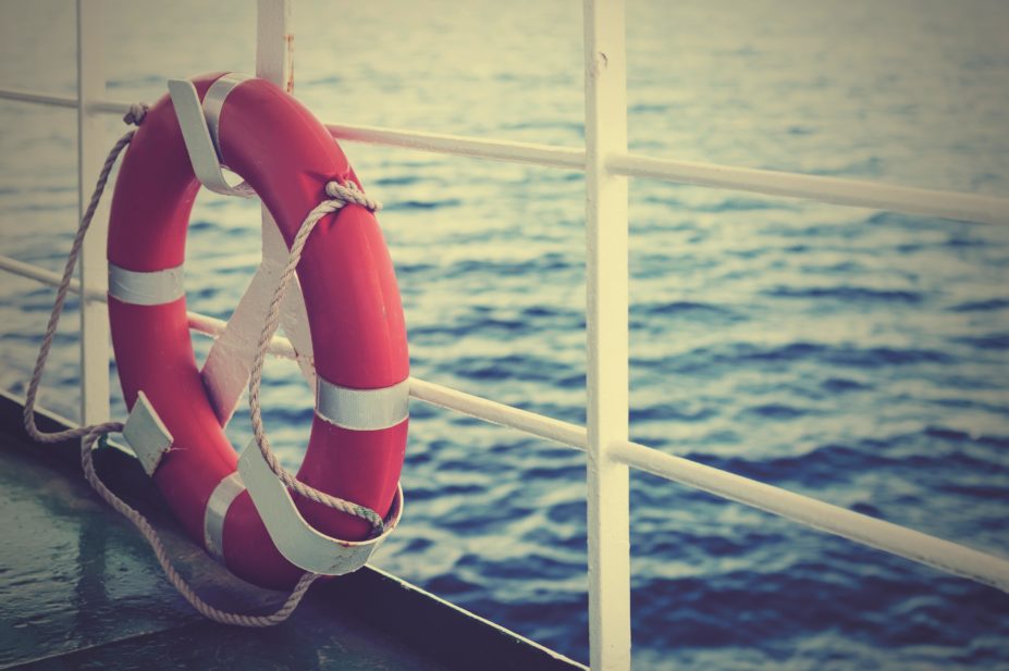 Life saver ring on a boat