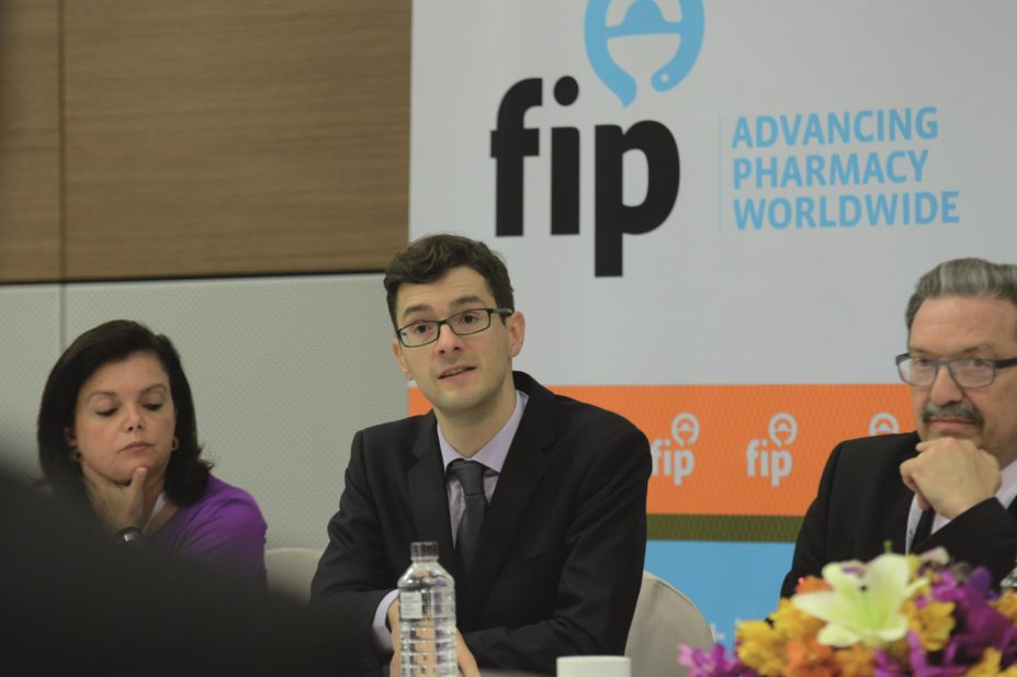 Luc Besançon, general secretary of FIP, during a press conference at the FIP conference 2014