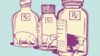 Illustration of medicine bottles with cattle inside