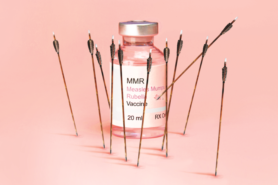 mmr vaccine surrounded by arrows