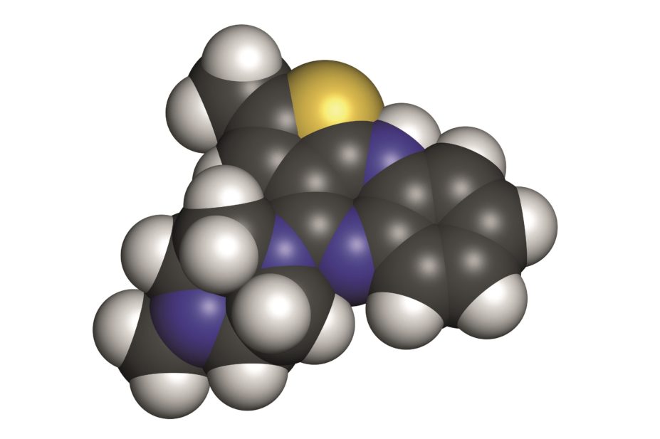 Analysis of more than 185,000 young people taking antipsychotics reveals exposure time and olanzapine (molecular structure pictured) as risk factors for diabetes