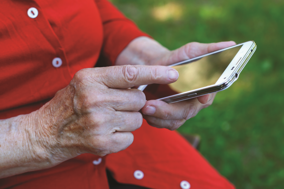Older person using smartphone