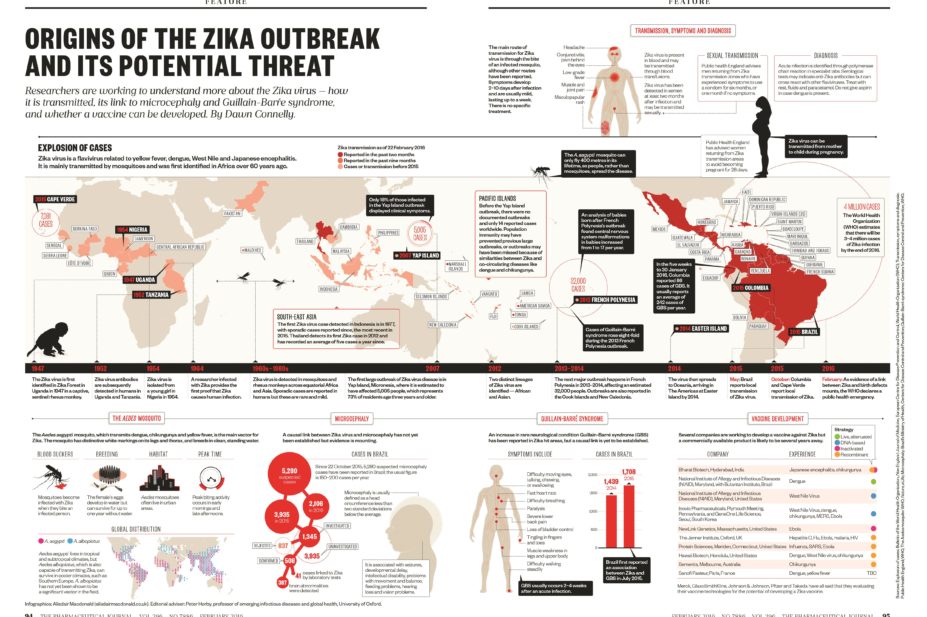 Infographic showing the origins of the zika outbreak and its potential threat