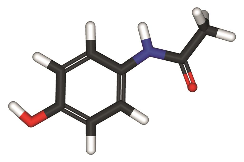 The use of paracetamol (molecular structure pictured) during pregnancy and early life has been linked to the development of asthma