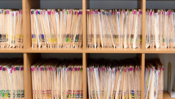 Shelves of patient records