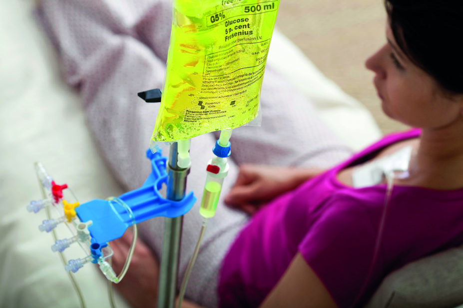 Patient during a chemotherapy session