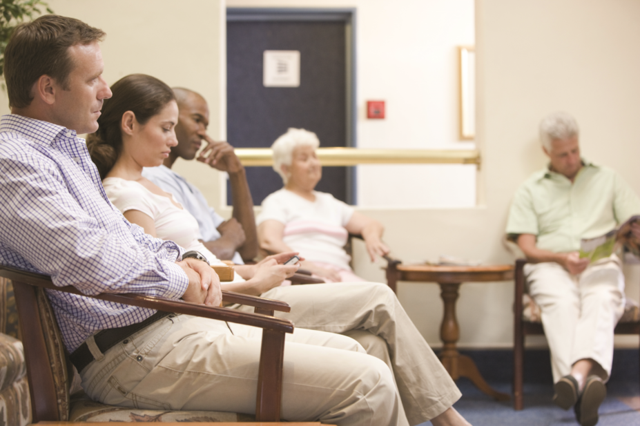 Patients in GP waiting room