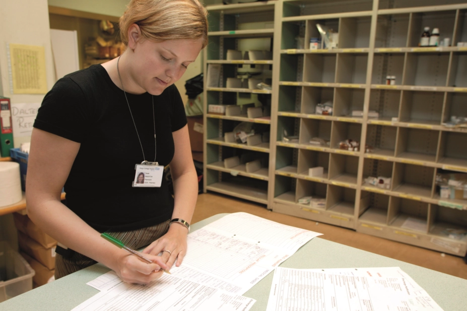 Pharmacist working at a hospital pharmacy in South London