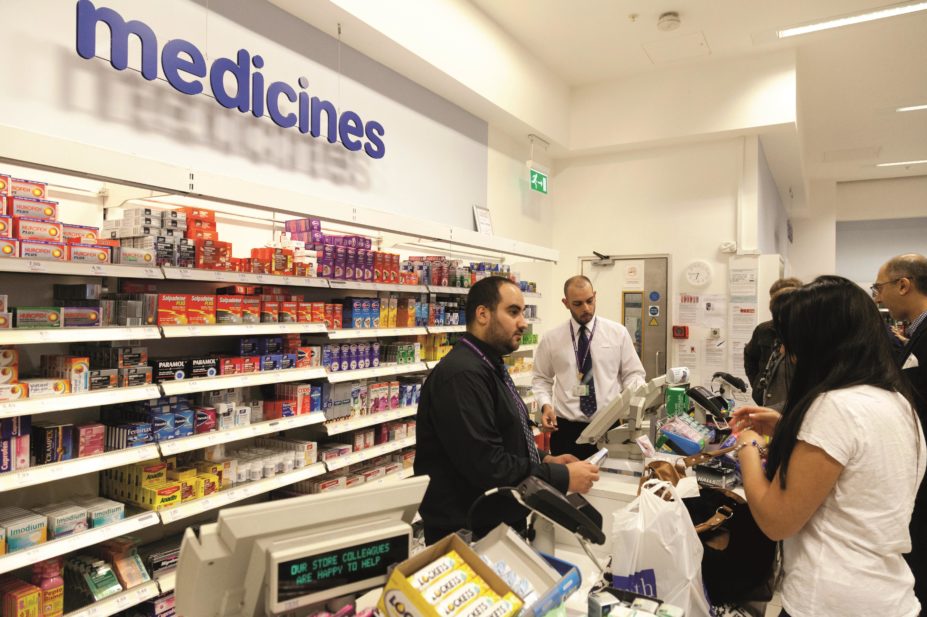 Busy pharmacy counter