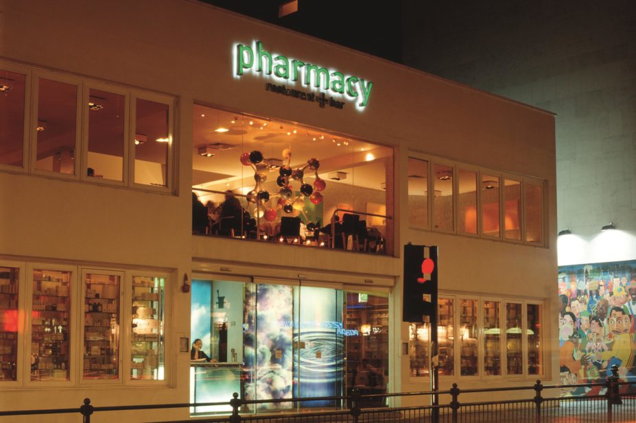 Artist Damien Hirst intends to open a new restaurant called “pharmacy2” in London in 2016 after he faced legal difficulties with his first “Pharmacy” restaurant, which opened in 1998. In the image, a picture of Pharmacy Bar and Restaurant in Notting Hill