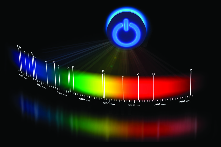 Photopharmacology concept with light spectrum and switch