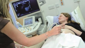 During pregnancy, physiological changes in all body systems occur to meet foetal requirements for growth and development and can impact on both the pharmacokinetic and pharmacodynamic effects of any drug therapy. Pictured, pregnant woman has an ultrasound