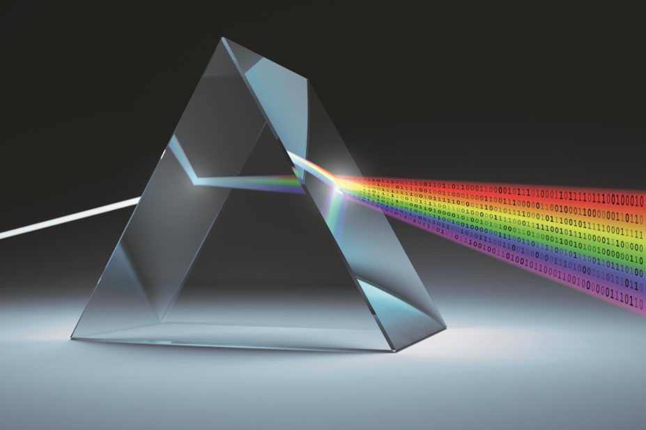 A prism refracts white light into different colours, representing how disclosure of information leads towards transparency