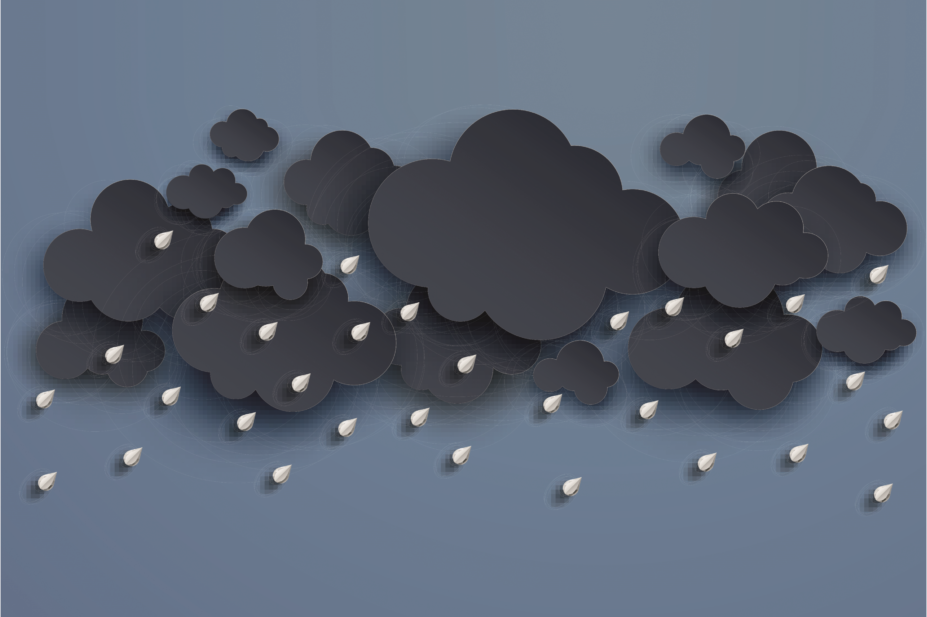 Raining clouds cutout, concept