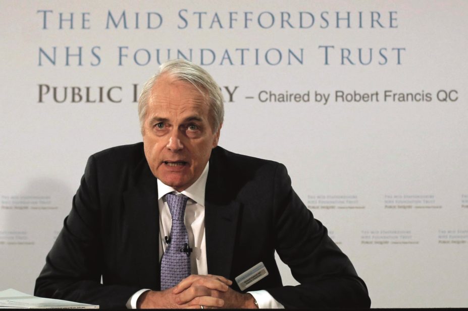 NHS organisations should have to appoint whistleblowing guardians and staff who do whistleblow should have more protection from recrimination, a major report on whistleblowing by Sir Robert Francis (pictured) says
