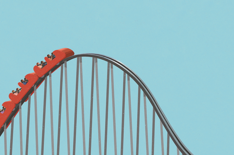 Illustration of a roller coaster going up