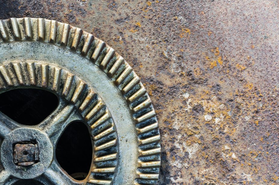Rusty wheel from the industrial revolution