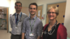 Sion Scott (centre), research student and associate tutor at the University of East Anglia, received the award for a year-long project to develop a model for deprescribing in hospital. He is flanked by Dr Martyn Patel, consultant geriatrician and service