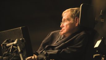 Stephen Hawking, who suffers from amyotrophic lateral sclerosis, during a TED conference