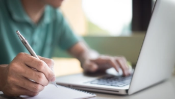 Student working on laptop