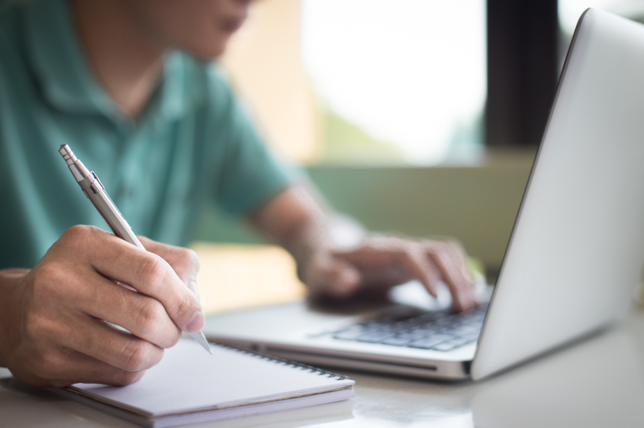 Student working on laptop