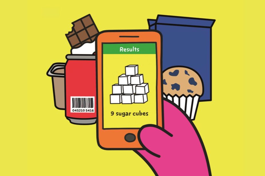A smart phone app that shows users the sugar content of over 75,000 food and drink products has been launched as part of a national public health campaign in England. Image of the campaign pictured