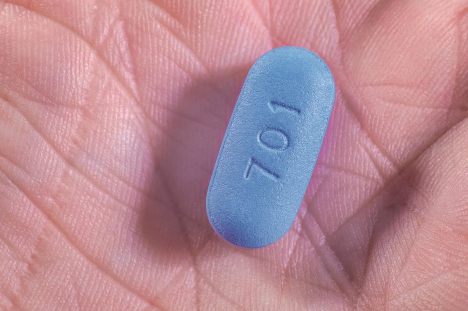 Research found that pre-exposure prophylaxis, taken at the time of sexual activity, reduced the risk of HIV transmission by 86% compared with placebo among men who have sex with men. In the image, close up of Truveda pill used for pre-exposure prophylaxis