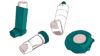 Illustration showing the different types of asthma inhalers: From left, MDI inhaler, turbohaler, autohaler and accuhaler