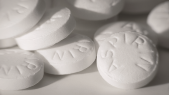 Aspirin tablets close up