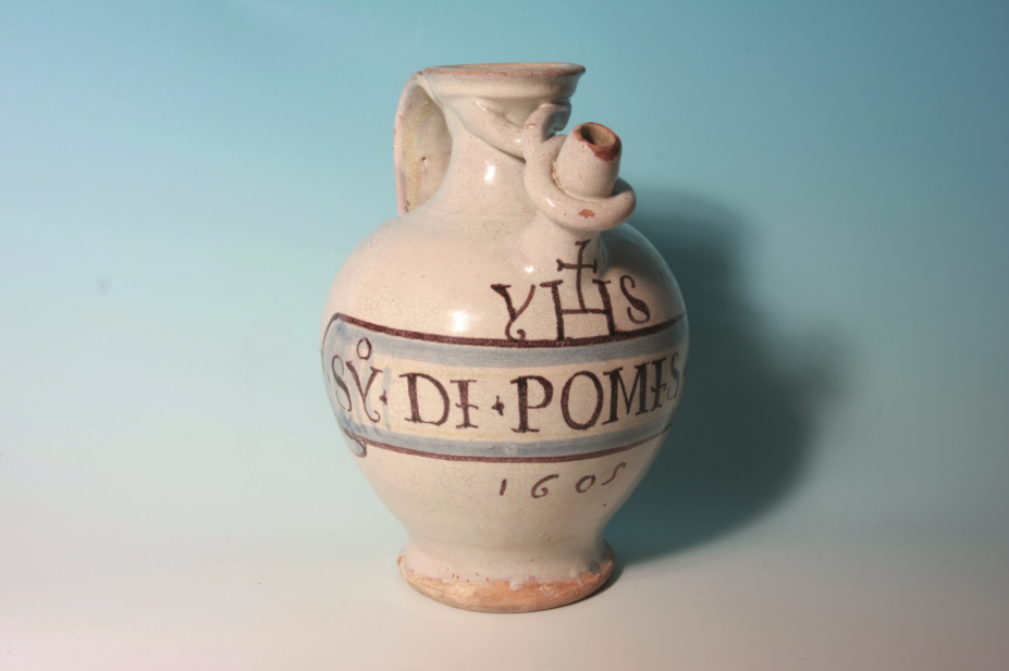 Italian wet drug jar ‘SY. DI. POMIS’, dated 1605
