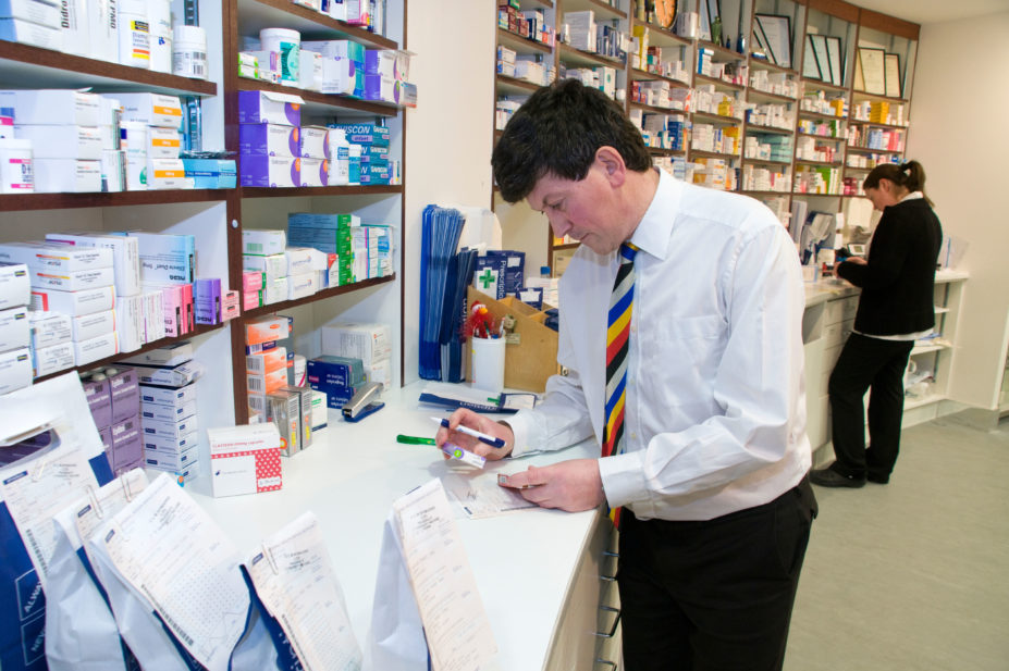 A pharmacist at work in the UK