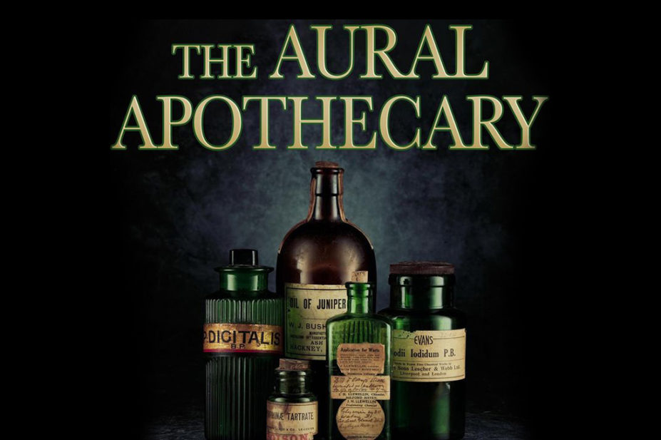 the aural apothecary podcast logo of old apothecary bottles