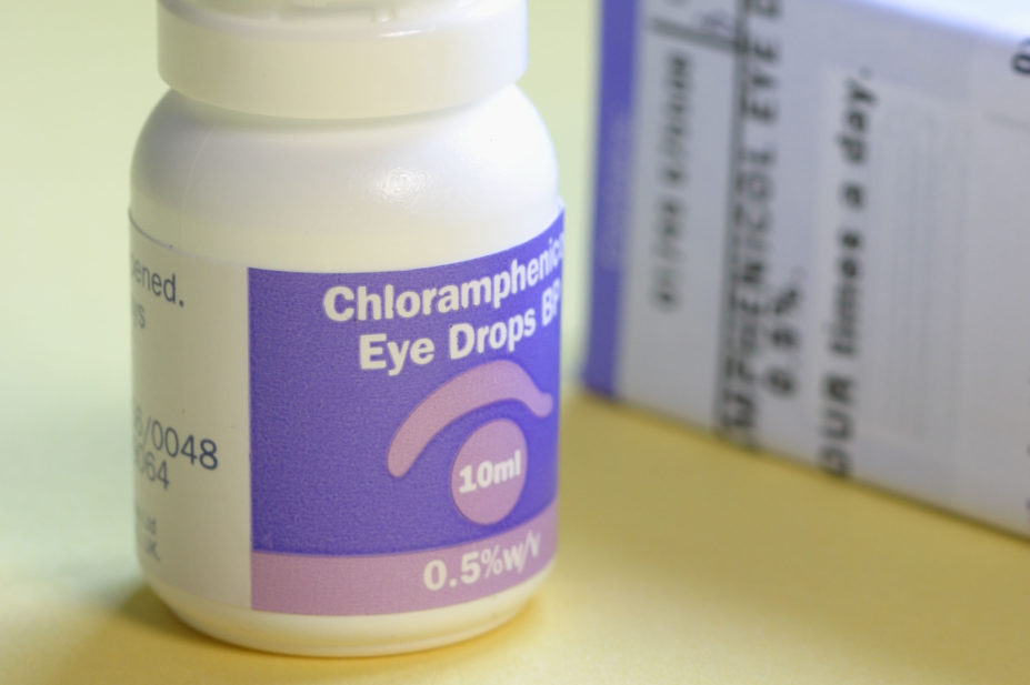 Eye drops containing chloramphenicol
