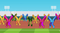 Illustration showing immune system on an athletics track