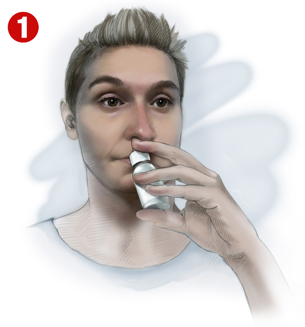 Image 1: Self-administration of nasal spray 