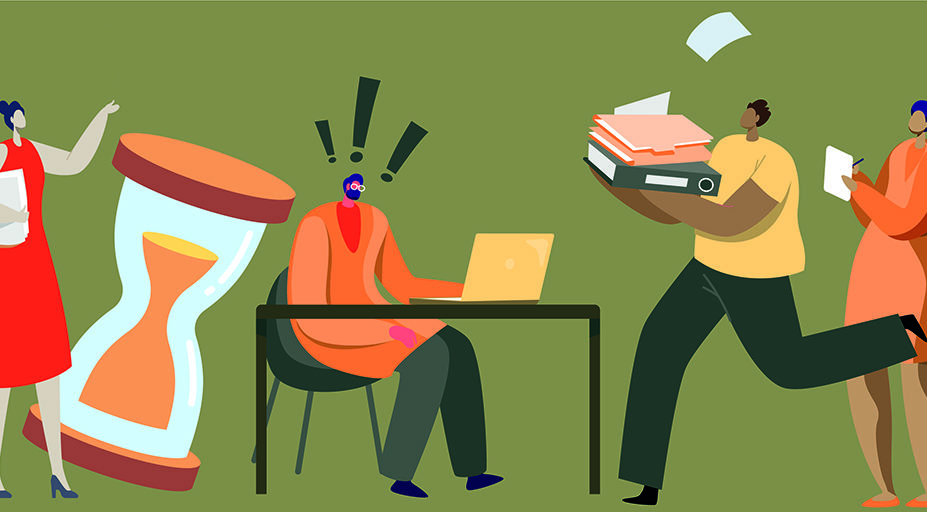 Illustration showing stressed people at work