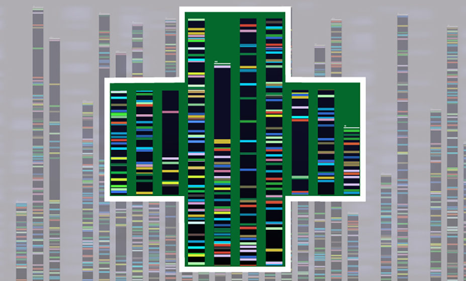 pharmacy cross with genetic code inside