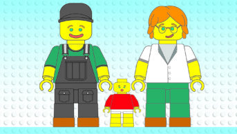 Conceptual image of a family made out of lego - a mother, father and baby