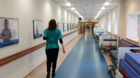 Interior image of quiet hospital corridor