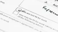 UK NHS Statement of Fitness to Work indicating the patient is not fit for work